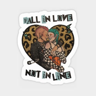 Fall in love not in line Sticker